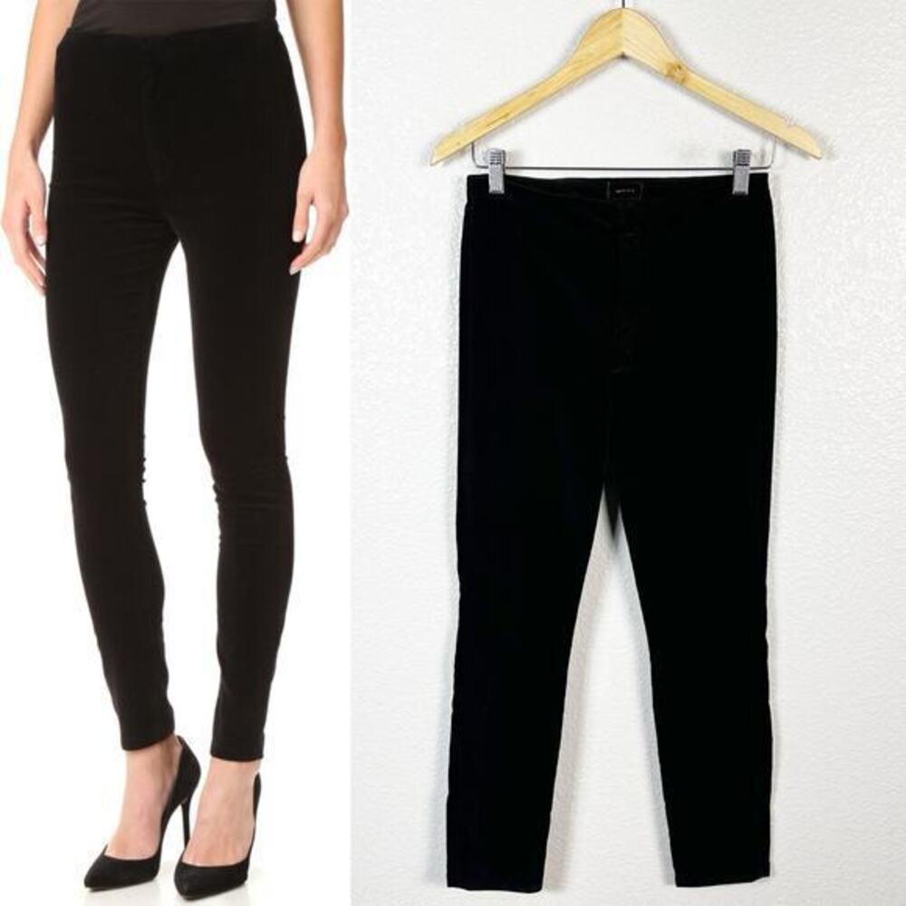 MOTHER Womens‎ High Waist Seamless Looker Velvet Skinny Pants in Black Size 26